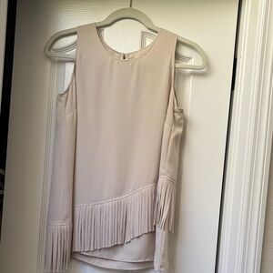 Joseph Ribkoff Champagne Sleeveless Blouse with fringe